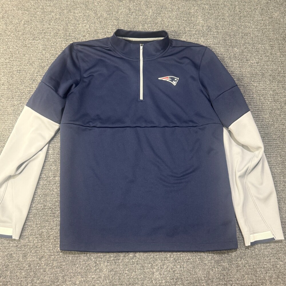New England Patriots Jacket Mens Medium Blue NFL Nike Dri Fit 1/4 Zip On Field